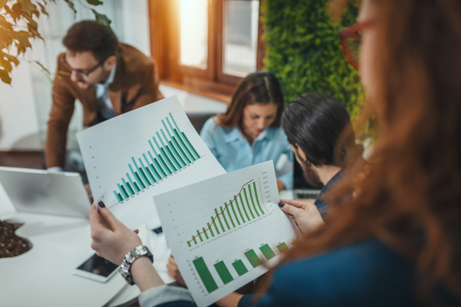 Business growth analytics and charts